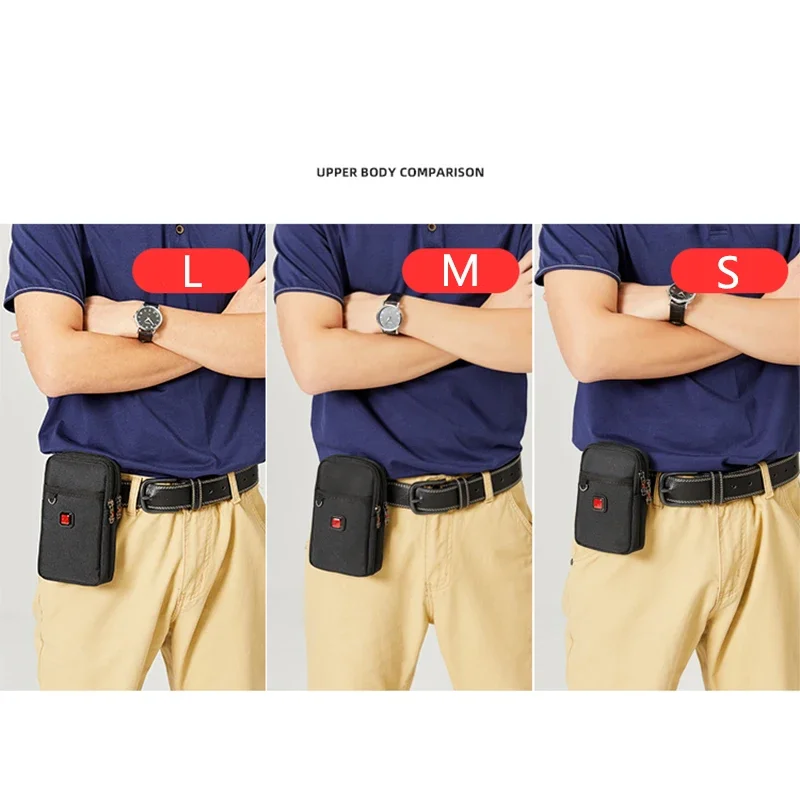 Men\'s Waist Bag Wear Belt Mobile Phone Bag Oxford Cloth Shoulder Diagonal Small Bag Waterproof Mobile Phone Bag Coin Card Pocket