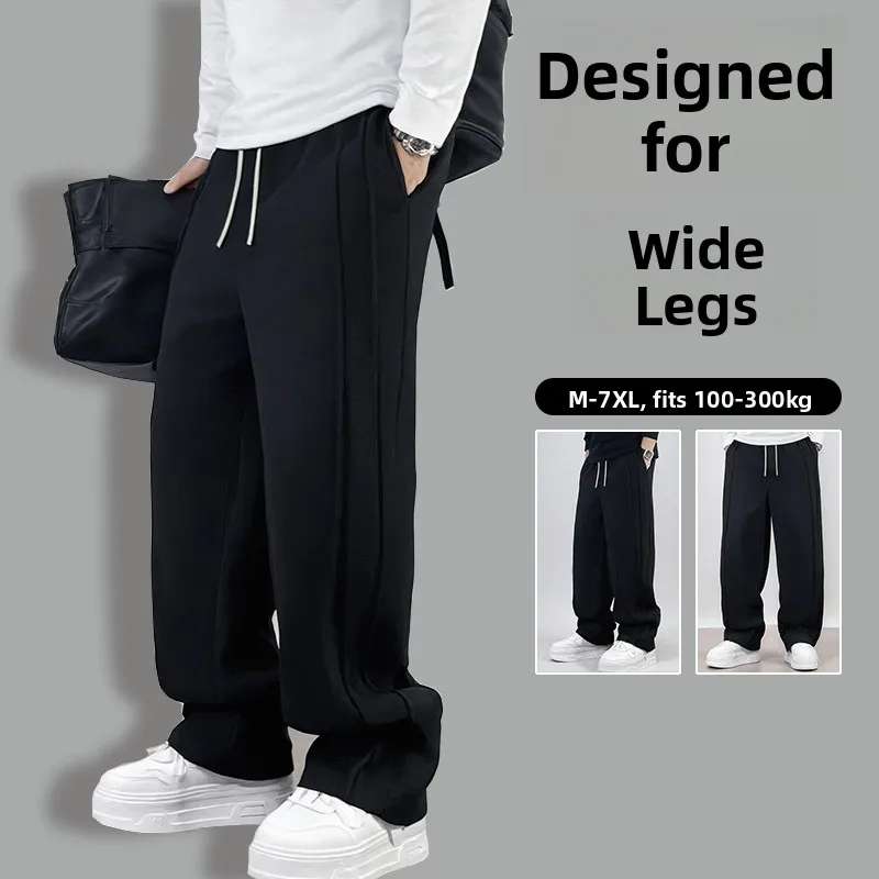

Men's Pure Cotton Straight Leg Wide Leg Pants Casual Sweatpants plus Size Running Loose Sports Long Trousers Autumn Winter