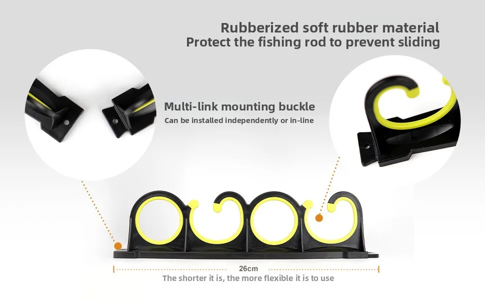 حامل قضيب الصيد المطلي بالمطاط ذو 8 فتحات ​   - رف عرض مثبت على الحائط/السقف للمرآب أو التخزين الأفقي أو العلوي