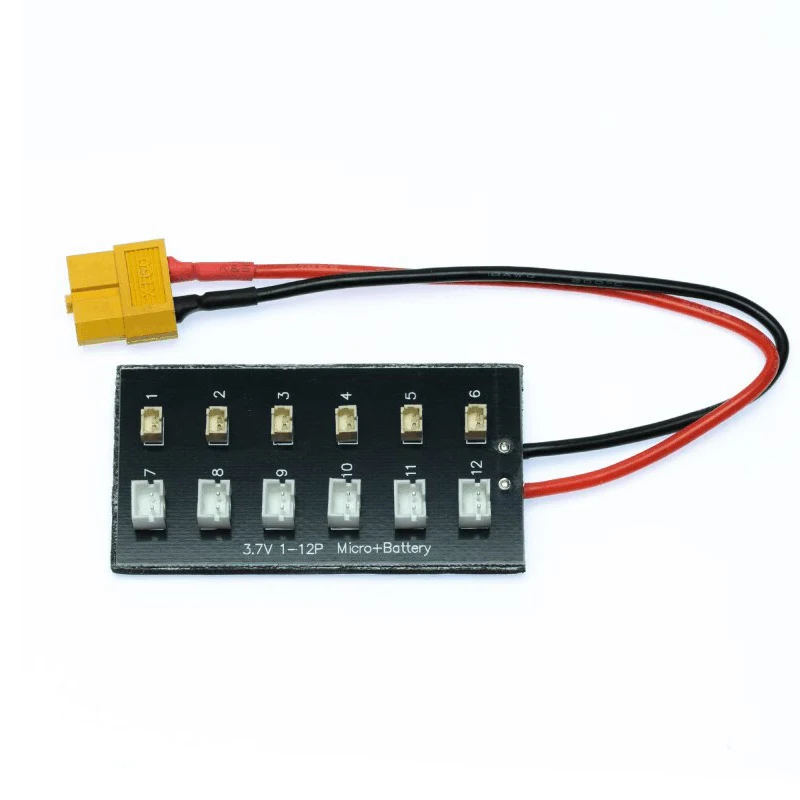 RC Charging Balance Board with Micro JST 1.25 and JST-PH XT60 Charge Lead for 1S Lipo 12 Port : 6x MCX, MSR & 6x MCPX