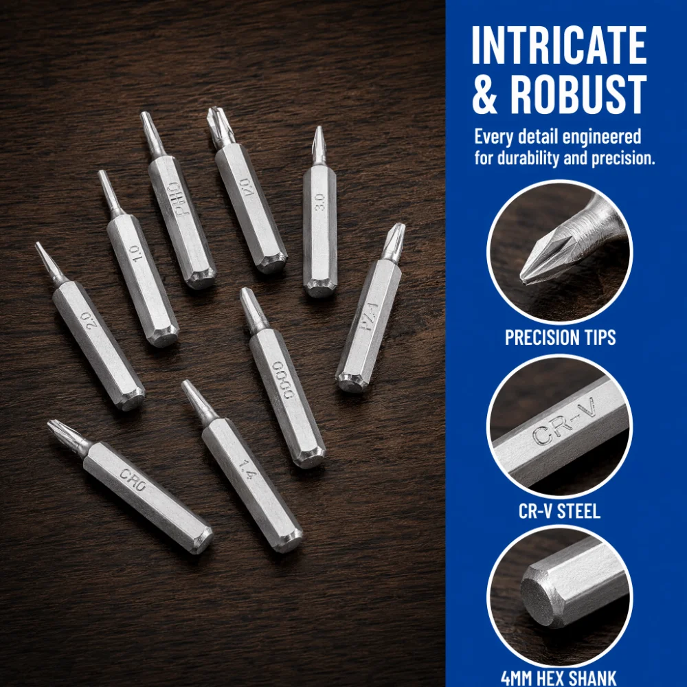 10pcs 4mm Shank Screwdriver Bits Set Slotted Bits Cross Head Hex Shank Screwdriver Bits 5/32 Inch Hex Shank S2 Steel