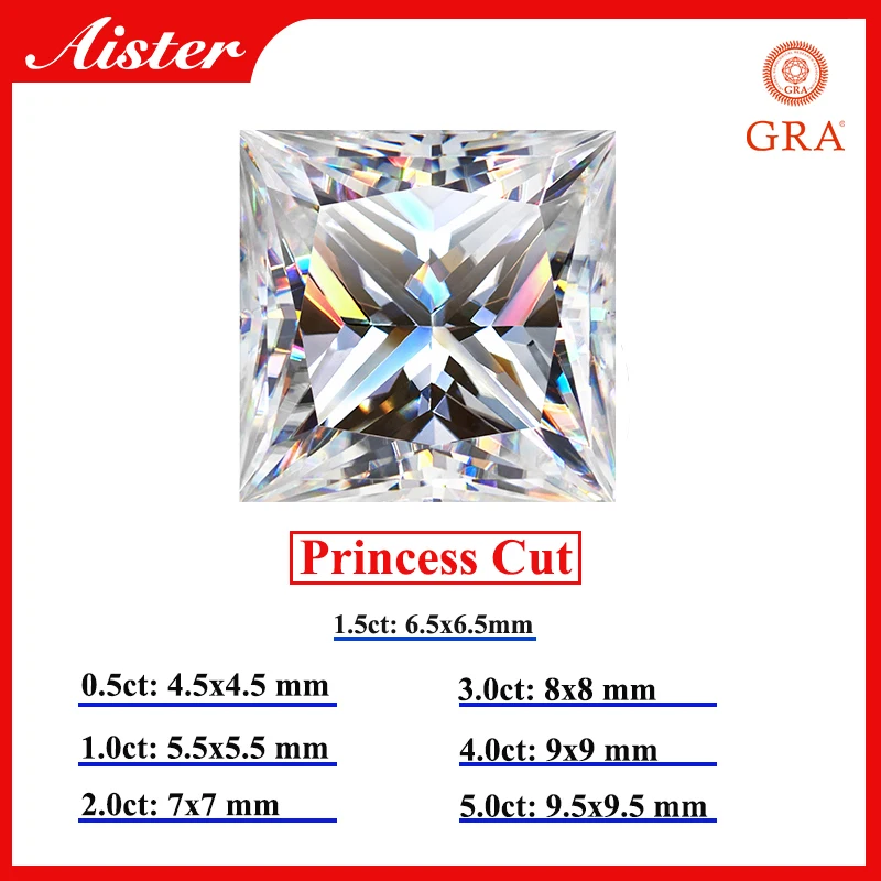 NONE D Farbe Moissanit Stein rund / oval / Birne / strahlend / Smaragd / Herz / Prinzessin / Kissen / Asscher / Trilliantschliff 1,0-5,0 ct 6