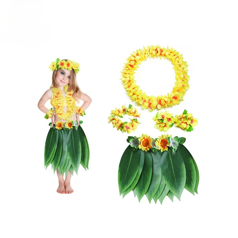 ハワイアンリーフスカート フェスティバル ステージ ガーランド グラススカート コンビネーション パーティー 子供と大人のスーツ ドレスアップ