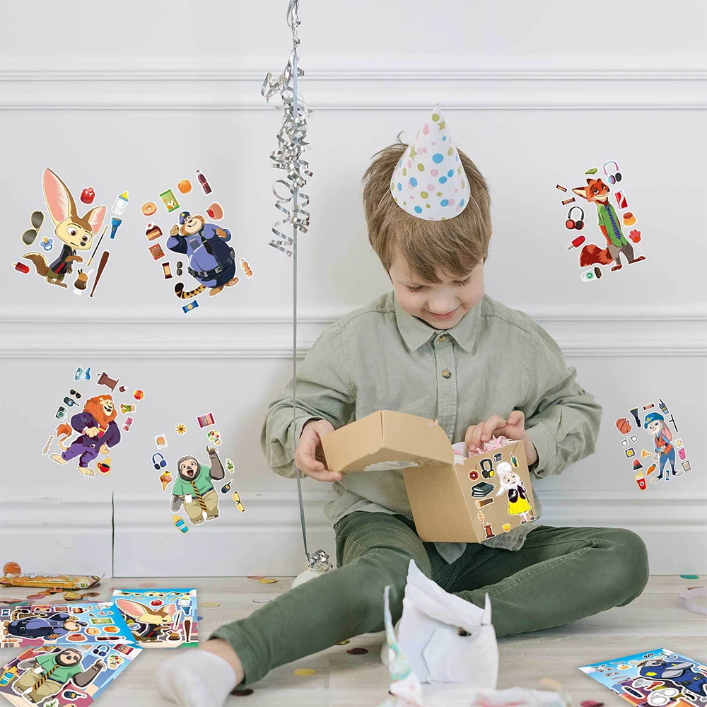 8/16 قطعة ديزني الكرتون Zootopia لغز ملصقات ألعاب مضحك DIY بها بنفسك جعل وجه تجميع بانوراما الديكور الحرفية ملصق حفلة لصالح #6