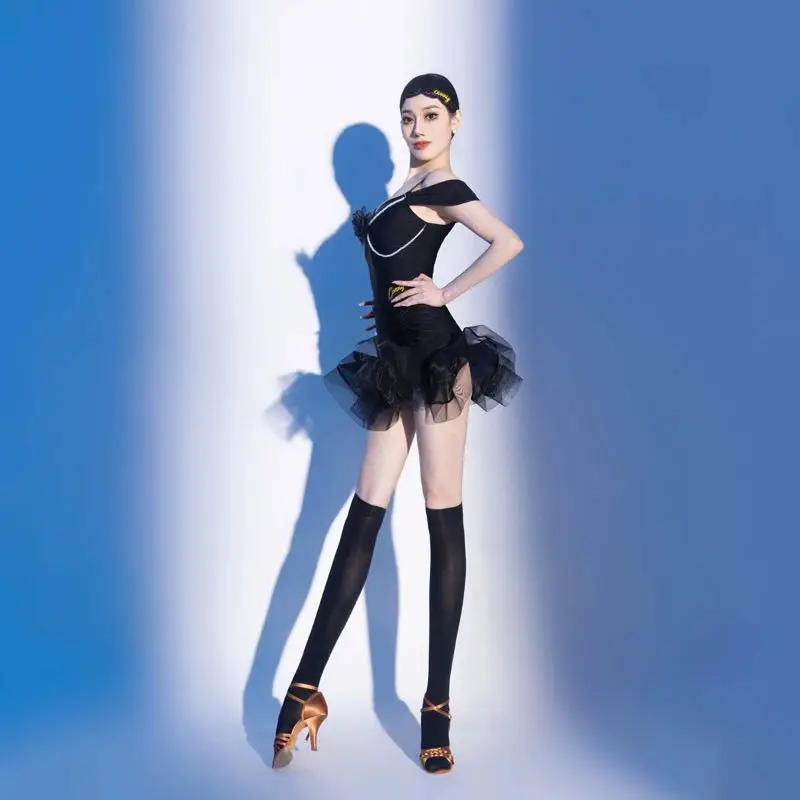 New Latin Dance Practice Table Performance Suit High-end Suspender Dance Skirt Suit Female Adult