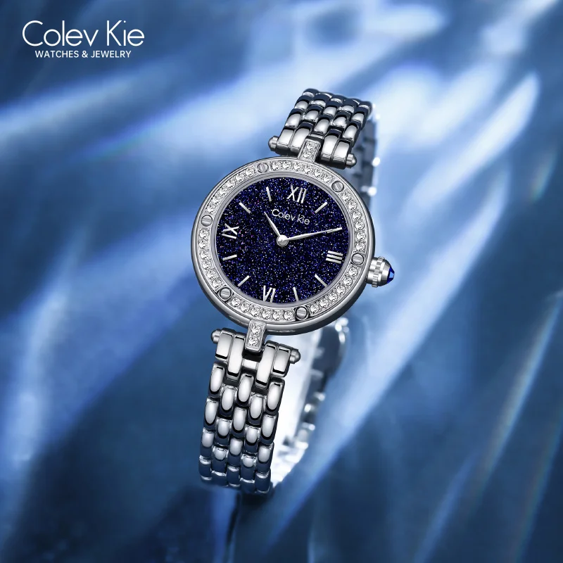 ColevKie Women's Watches Starry Sky Shinning Dial Diamond Inlaid Case Round Quartz Watch Waterproof Fashion Wirstwatch Gift Sets