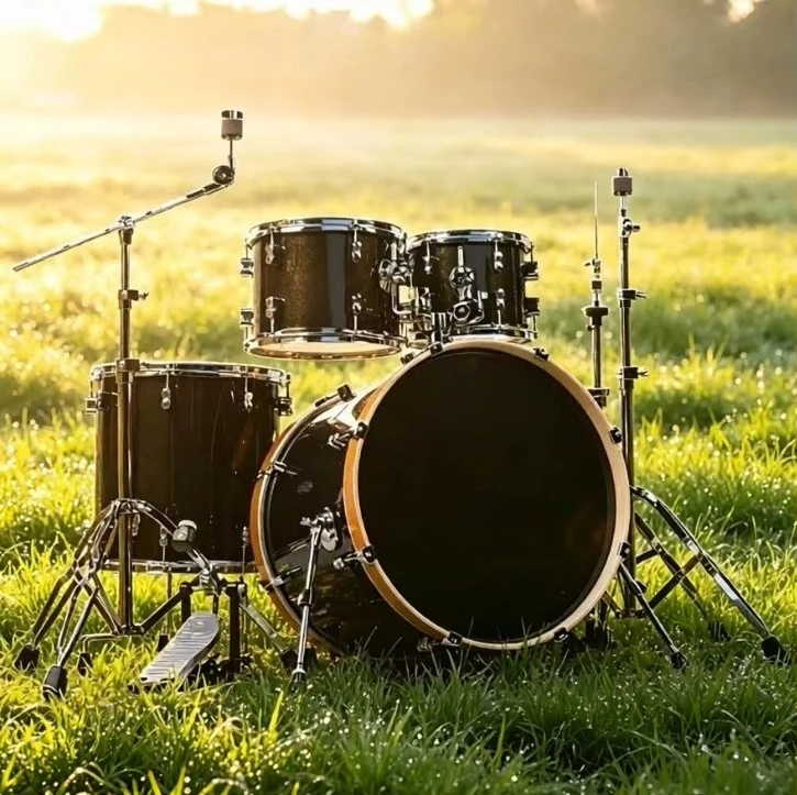 Premium All-Maple Drum Kit Full Set with Brass Cymbals Heavy-Duty Stands for Professional Drummer Live Show