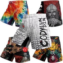 Nowe luzem spodenki bokserskie MMA dla mężczyzn Plus Size Rashguard Fight Quick Dry Fabric Muay Thai Boxing Shorts z gumkami