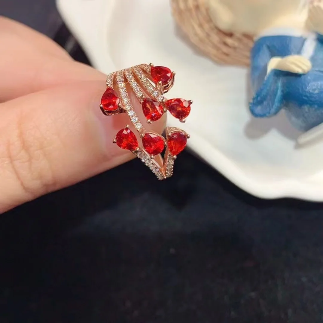 KJJEAXCMY S925 Sterling Silver Women's Ring | Exquisitely Inlaid Natural Red Sapphire | 3*4MM Main Stone, Gem Testing Supported
