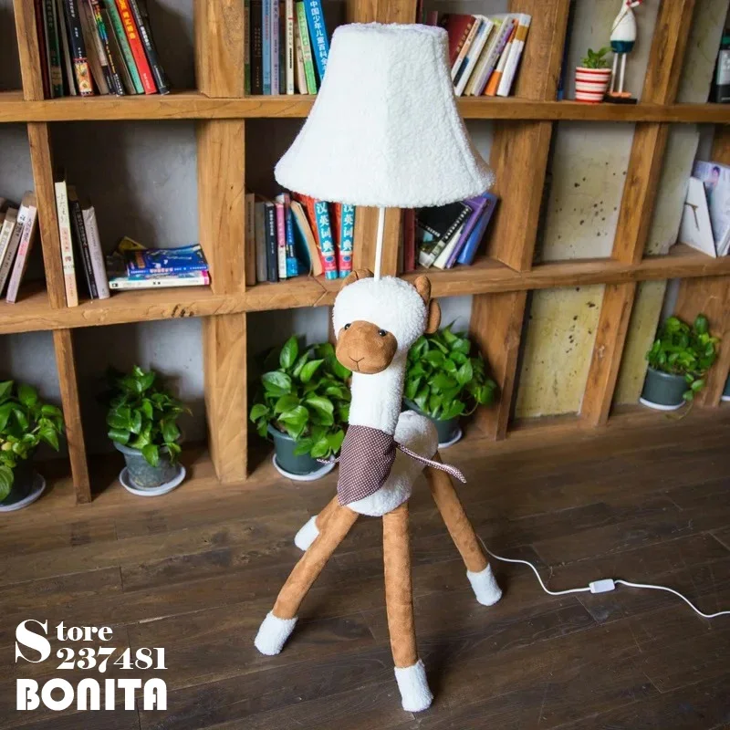 Nordic Kids\' Lighting for Living Room Bedroom Sofaside Home Decoration Floor Lamp Fabric Carton Animal  Alpaca Sheep Floor Light