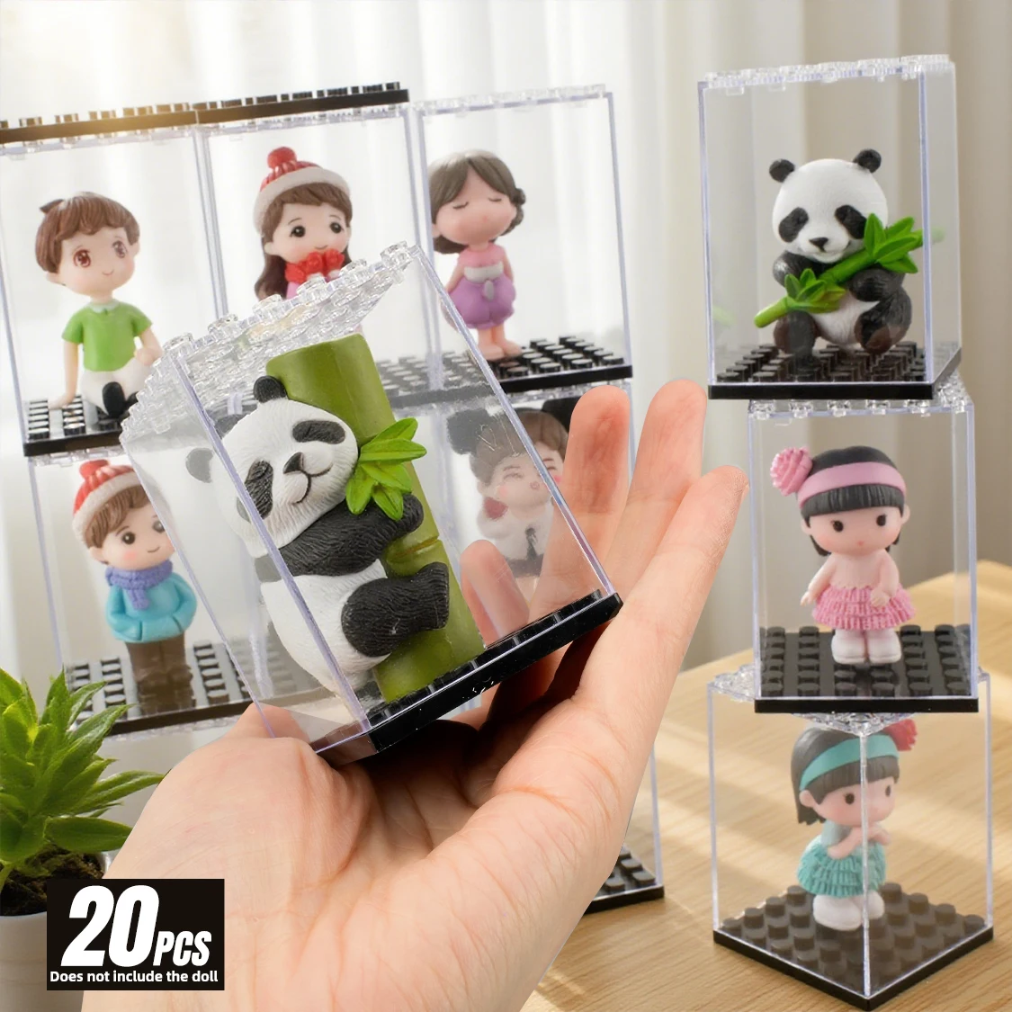 20 Pcs Minifigures Display Cases Set, Mini-Figures Display Cases Fits For Figures Display, Single Mini-Figures Storage Case For Figures Collectors, Acrylic Building Block Display Box Dust-Proof