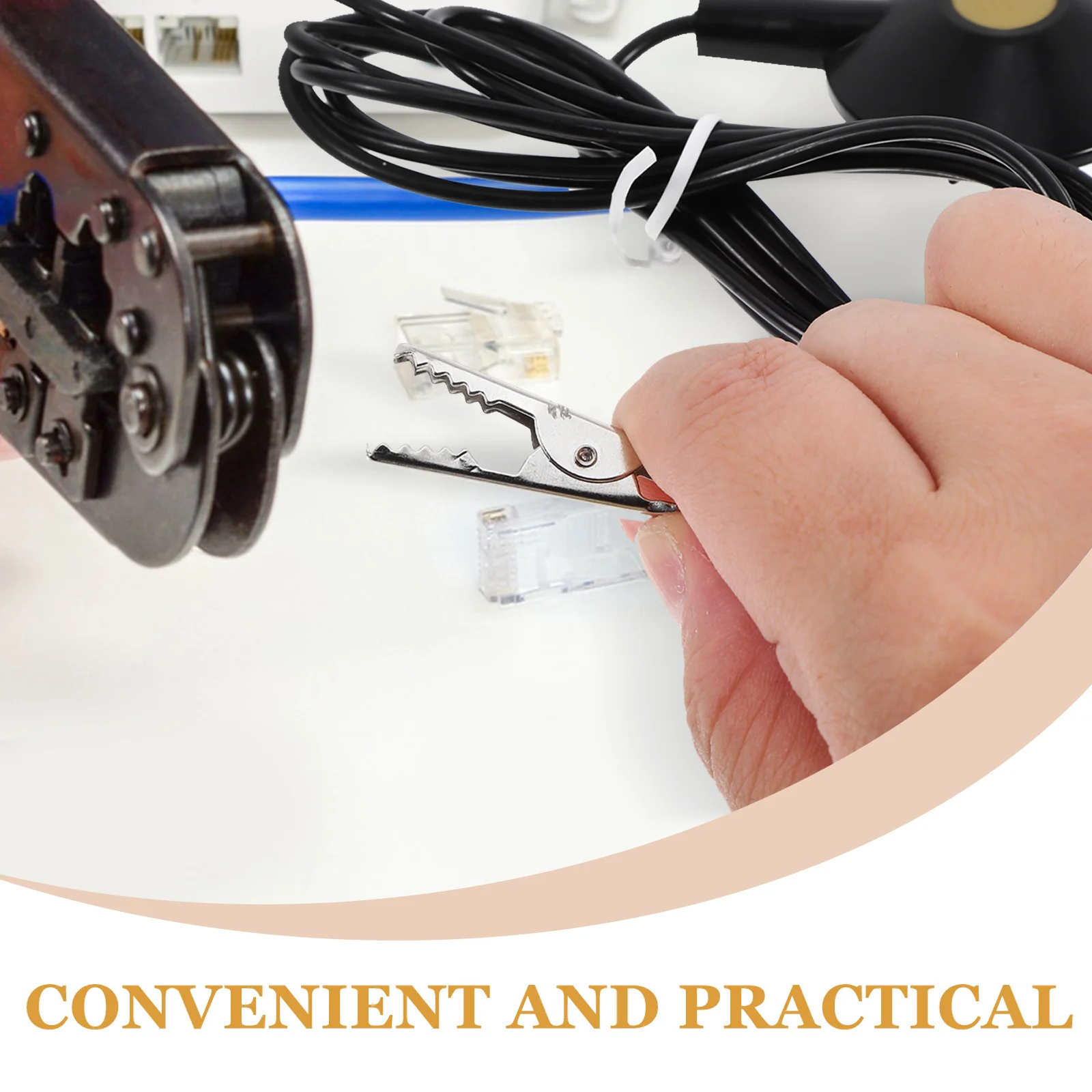 

Anti-Static Grounding Wire Black Elastic PU PVC Material Anti Static Electricity Cable Star Claw Crocodile Clip Esd Ground Cable