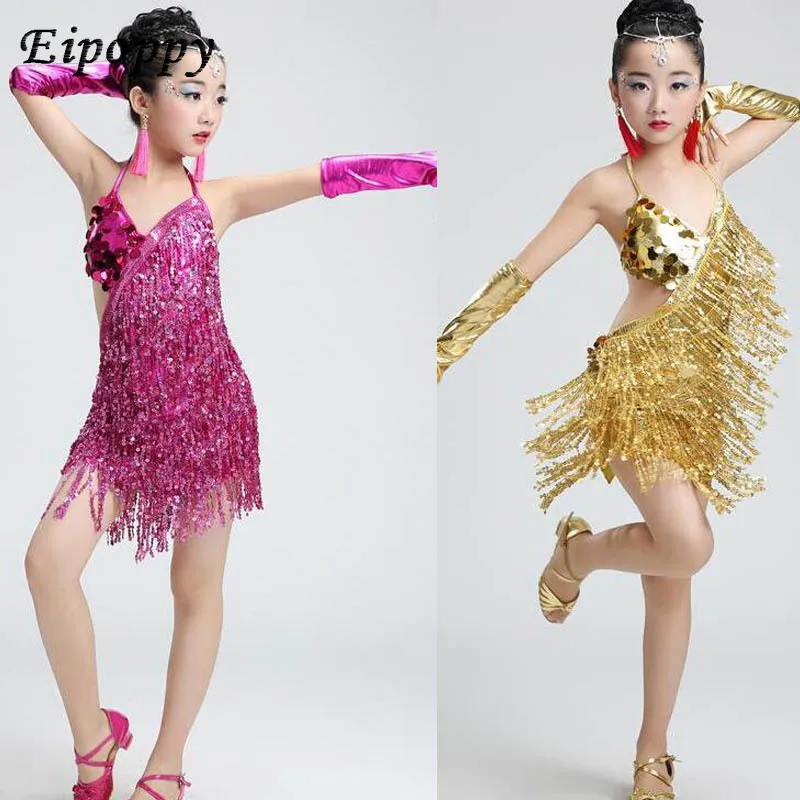 子供のためのプリンセスダンスドレス,ラタンダンスアパレル,女の子のためのボールルームダンスコスチューム,スパンコール