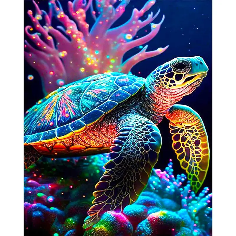 

GATYZTORY Sea Turtle Swim In Ocean Oil Painting By Numbers 40x50 Frame HandPainted Modern Home Living Room Wall Decor Crafts