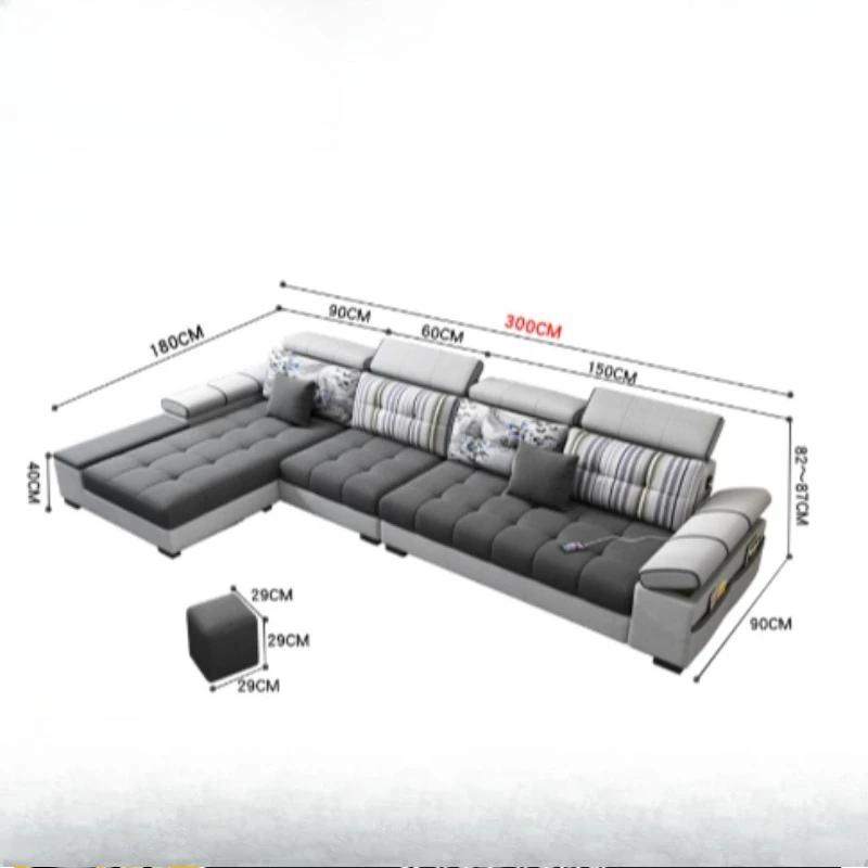 Oversized Sofa Bed Recliners Storage Bedroom Electric Multifunctional Sofa Bed Gray Leather Minimalist Living Room Furniture