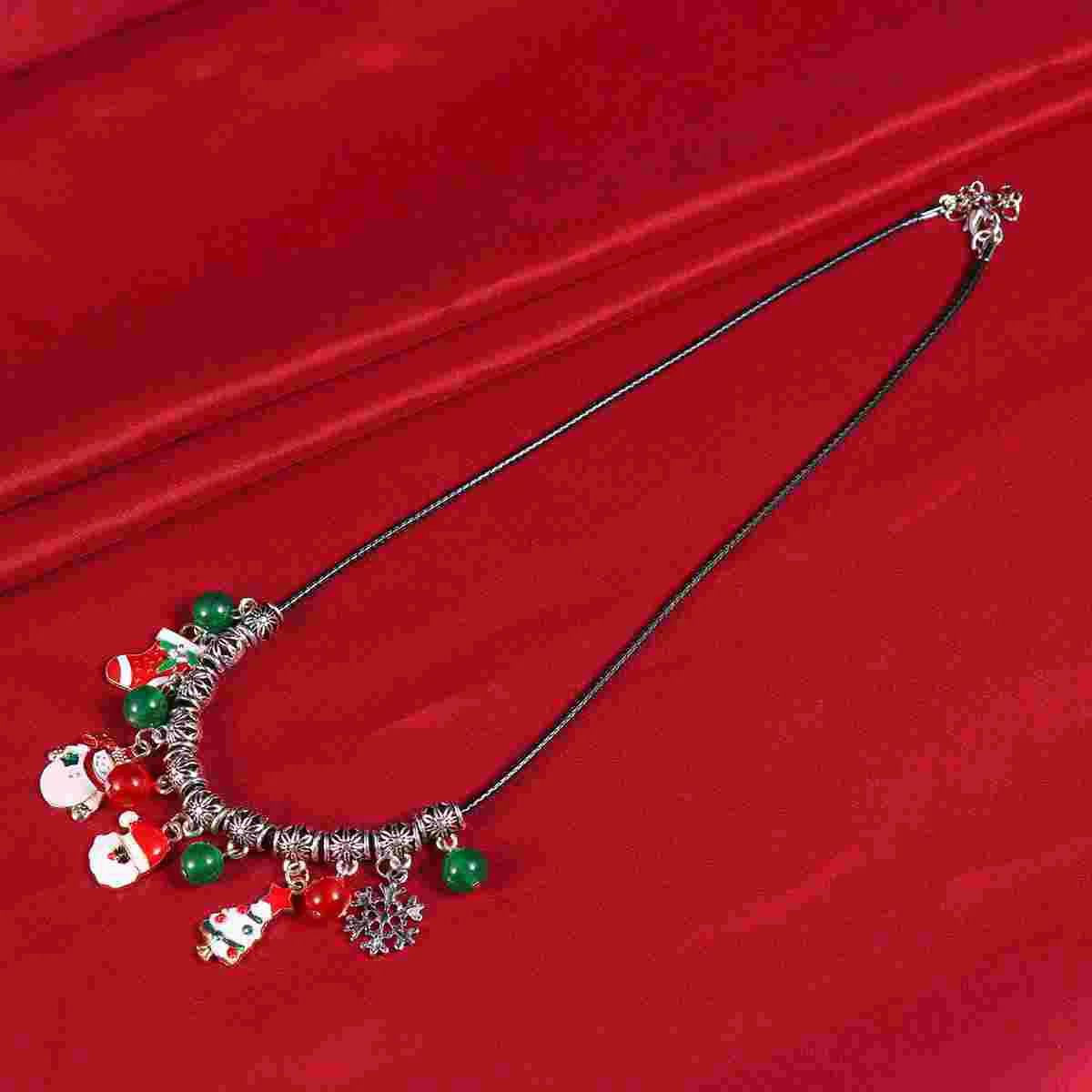 سر Santas Soirées قلادة DIY معلقة قلادة عيد الميلاد سلسلة حبة شجرة العقيق حزب الخرز سقف عزم الدوران الملونة