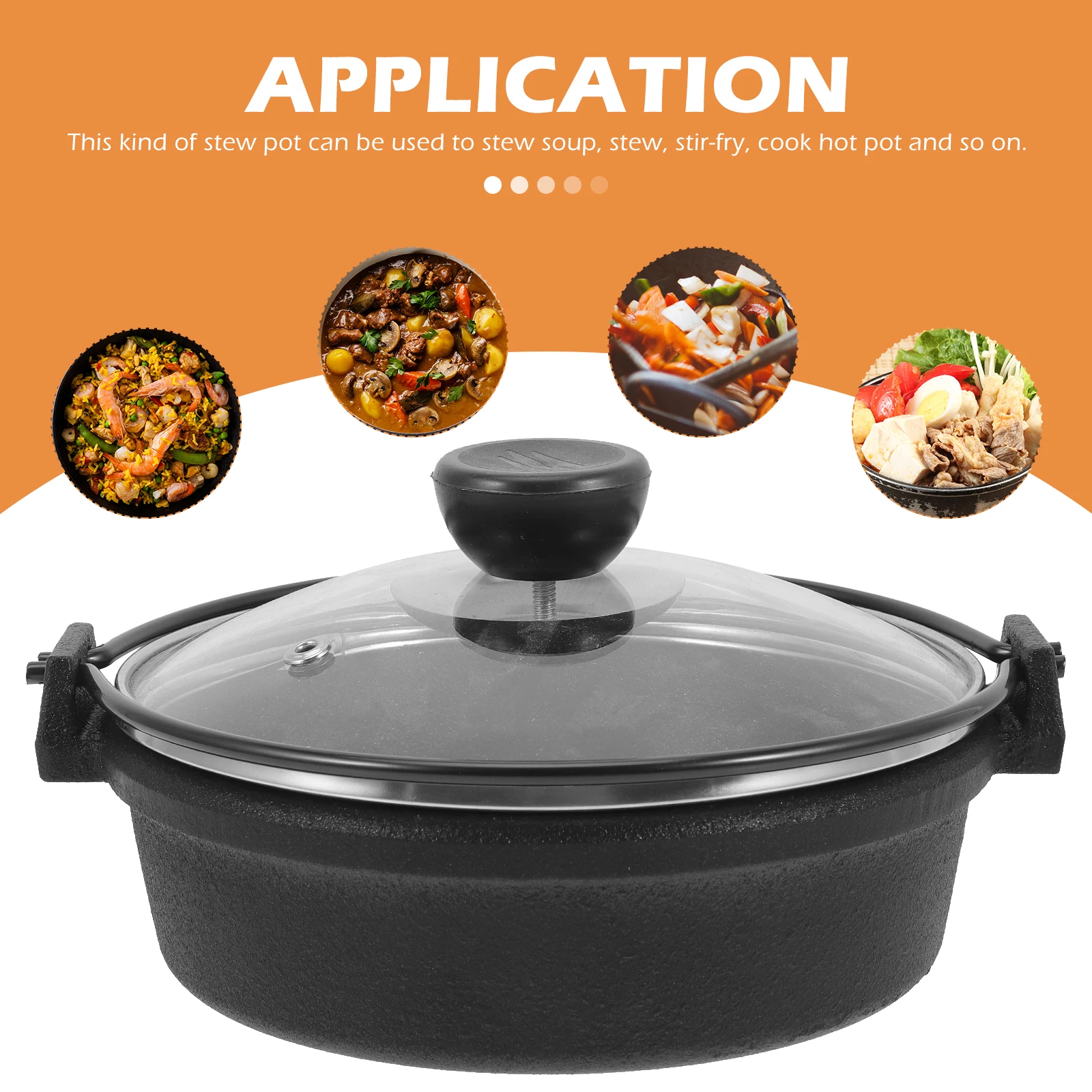 

1 set 1 Set Japanese Sukiyaki Pot Cast Iron Thick Soup Pot Lidded Cooking Cauldron Heat Resistant Outdoor Camping Picnic