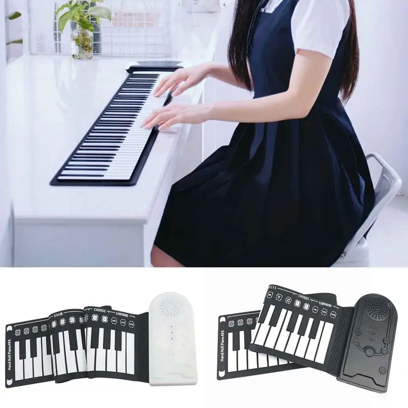 49 Key Roll Up Piano Portable Foldable Hand Roll Music Keyboard Foldable 49 Keys Sensitive Travel Piano Keyboard Portable