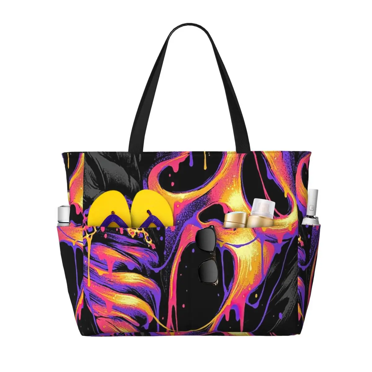 

Bleeding Ghost Face Halloween Skeleton Skull Beach Tote Bag Sport Gym Yoga Duffle Large Tote Bag Women Travel Bag Fitness bag