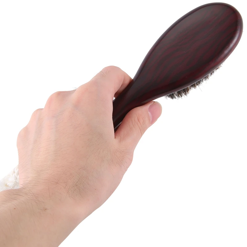 Horse Hair Wave Hair Beard Brush Hair Comb Wooden Handle Large Curved Comb Men Natural Hair Combs Hair Styling Tools