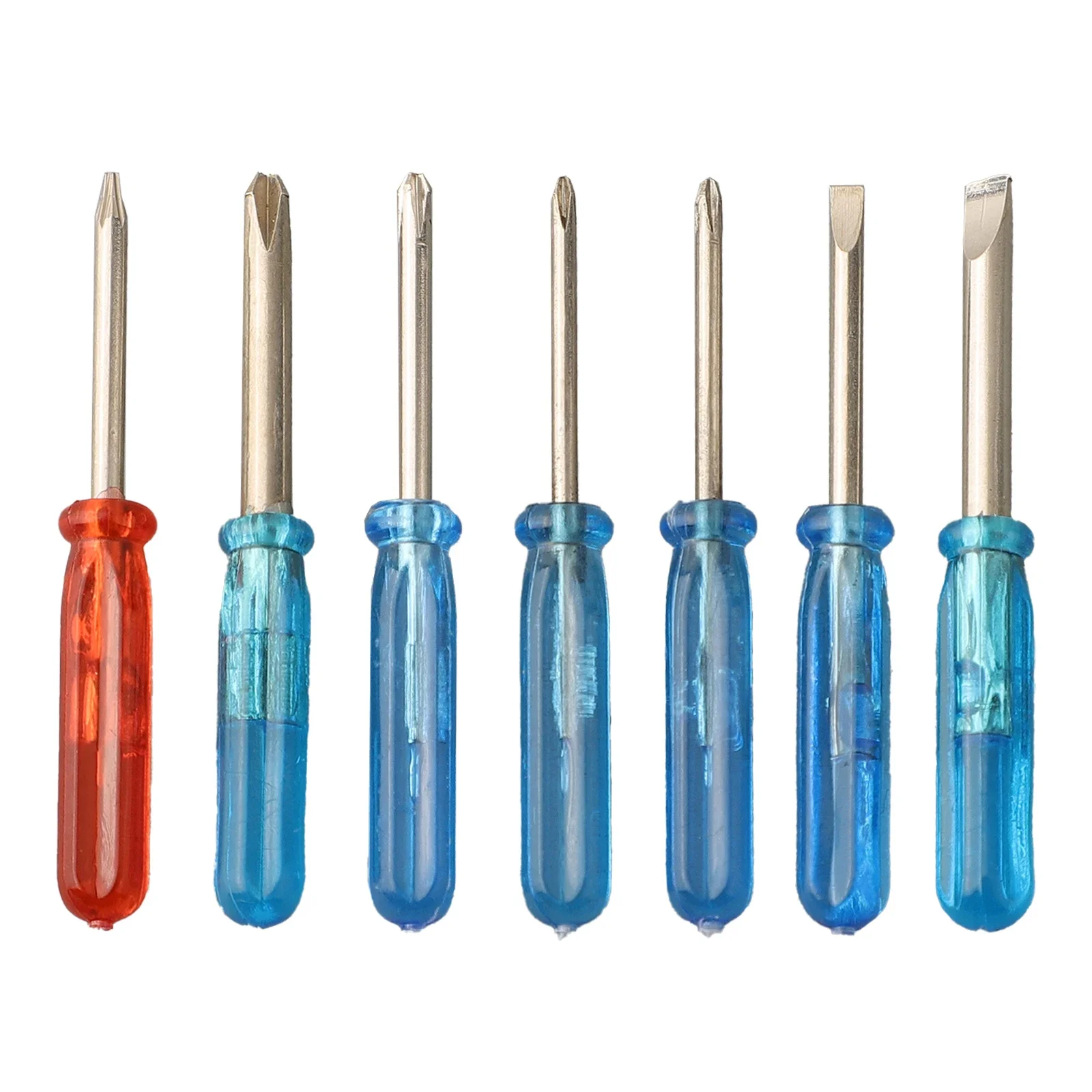 7 unids/set 45 #   Mini destornilladores de acero, destornillador pequeño, herramienta de reparación de destornillador cruzado ranurado de estrella para desmontar artículos pequeños