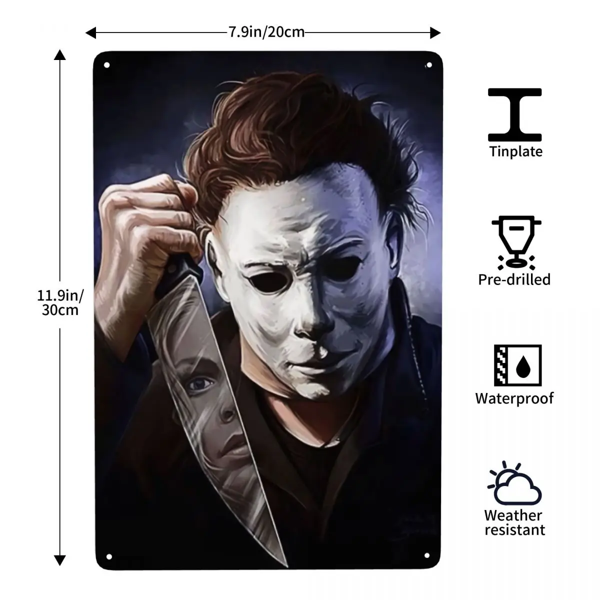 الرجعية هالوين فيلم الرعب مايكل مايرز علامة معدنية شخصية القصدير اللوحة حانة جدار بار ديكور زينة الفن