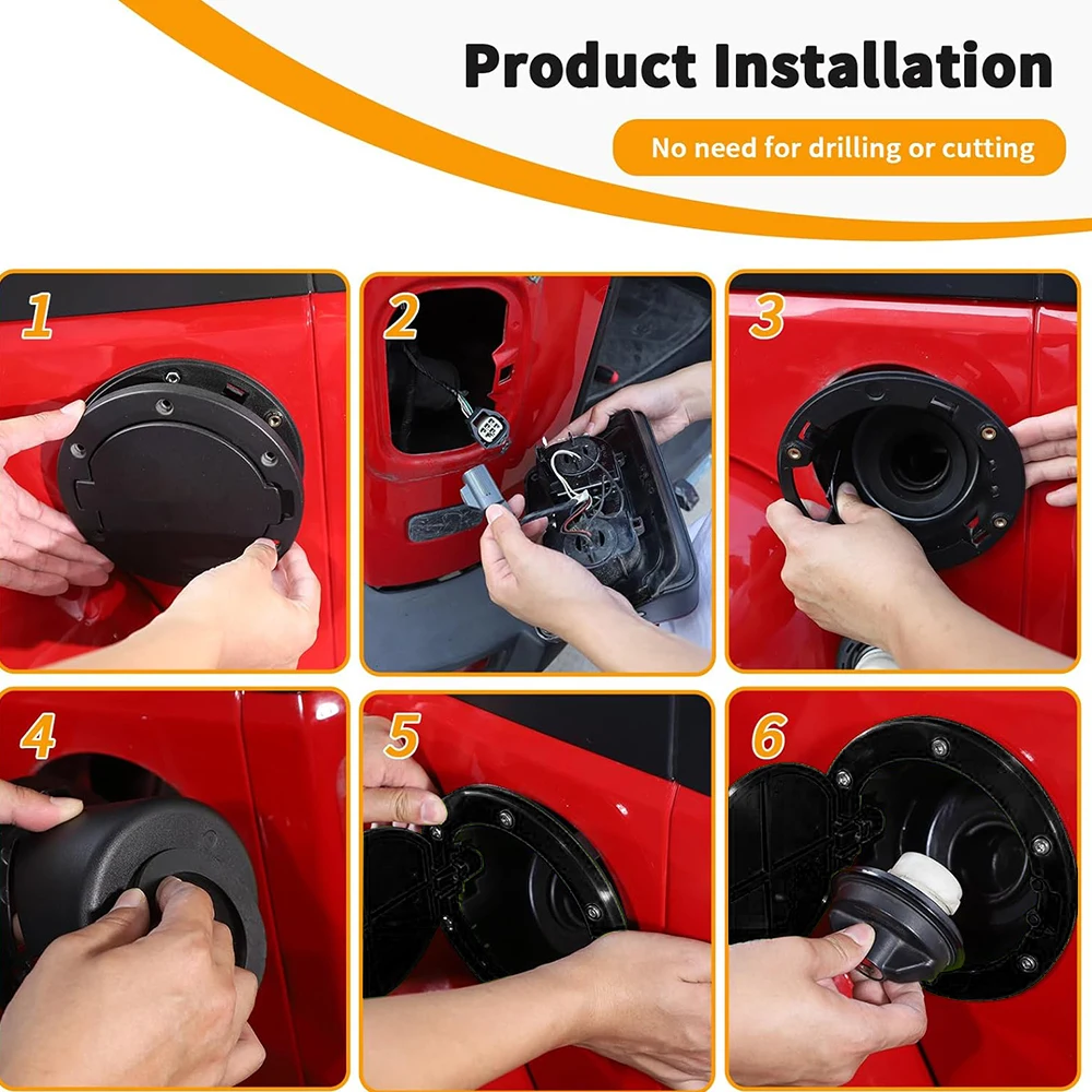 White Gas Tank Cap Fuel Filler Door Cover Compatible With Jeep Wrangler JK Unlimited 2007-2017 Offroad Exterior Decor