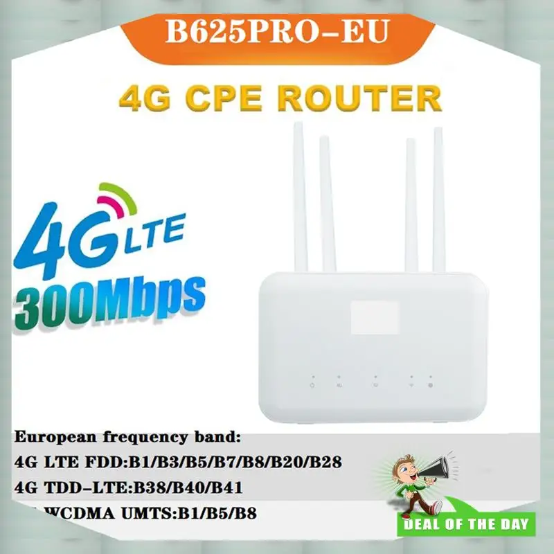 

24-часовая доставка 3X B625PRO-EU 4G Wi-Fi-маршрутизатор 300 Мбит/с со слотом для SIM-карты + 12-антенна 4G-маршрутизатор Поддержка питания от аккумулятора B28 Band US