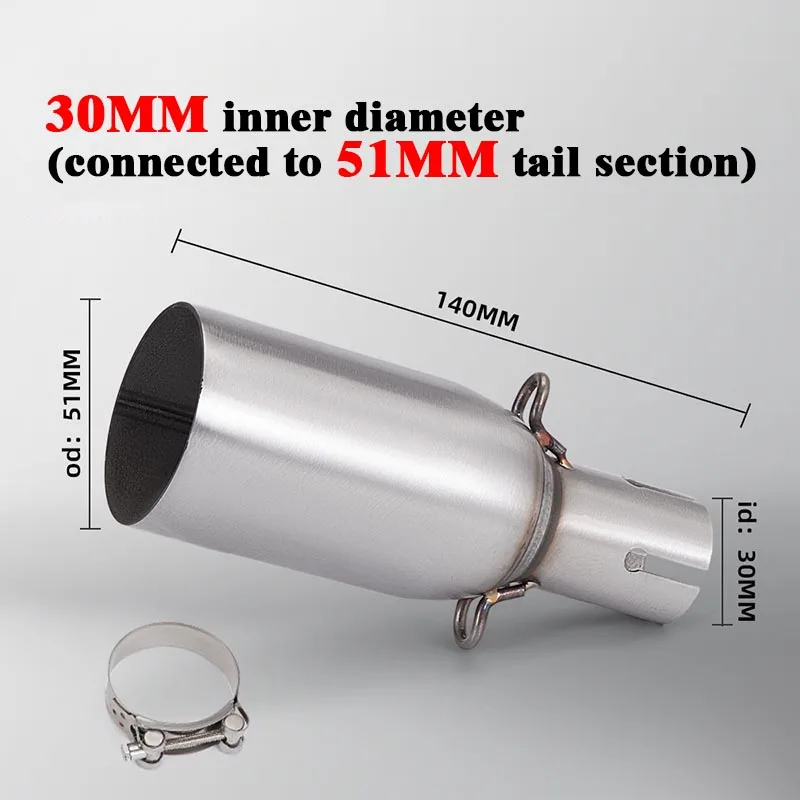 28 32 38 45mm Adapter 51mm Auspuffteil Zerstörungsfreie Installation Motorrad-Auspuffrohr Modifikation Auspuff-Mittelteil