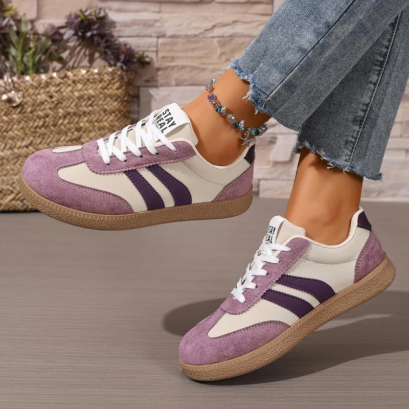 Damen Wildleder Freizeitschuhe 2026 Herbst Neuer Stil Bequeme Rutschfeste Flache Schnür-Vulkanisierte Laufschuhe Zapatos Mujer – Detail 4
