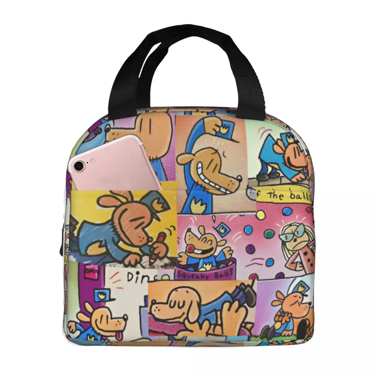 

Dog Man Comic Insulated Lunch Bags Food Bag Reusable Thermal Cooler Lunch Box For Work