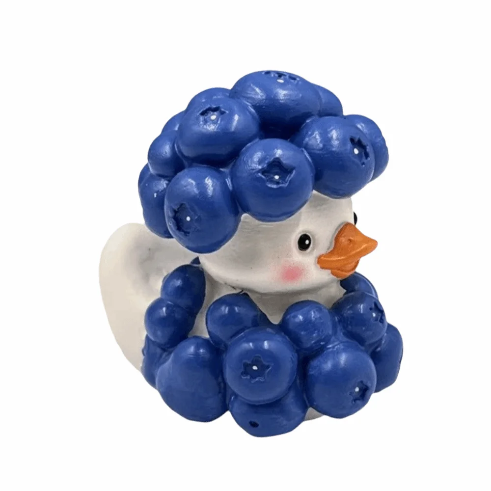 Creative Fruit Duck Figurine Hand Painted Funny Blueberry Duck Sculpture Decorative Durable Pumpkin Duck Sculpture Decor