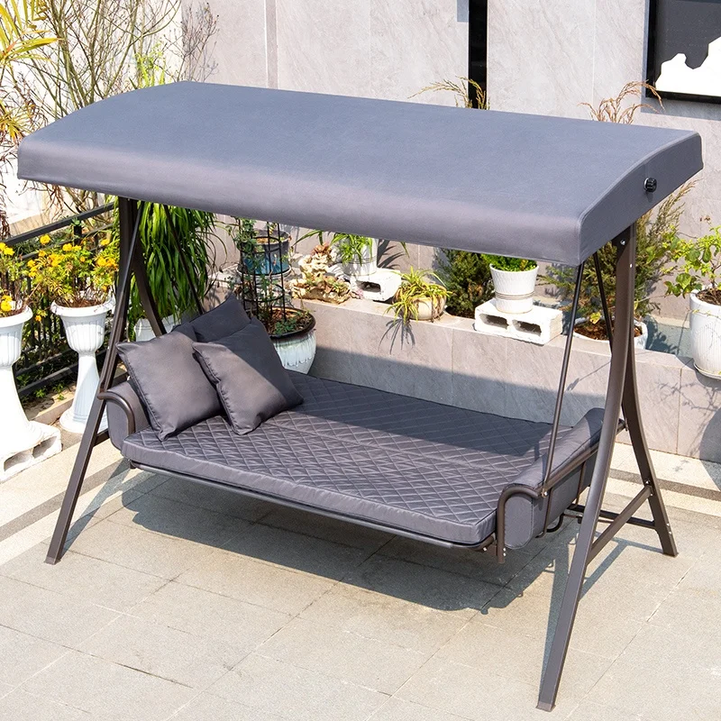 Factory Direct 2026 High-Quality Courtyard Metal Hanging Bed Garden Multiple People Swing Chairs Outdoor Patio With Canopy Swing