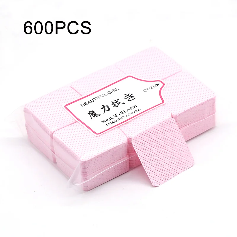 600Pcs/Pack Lint-Free Eyelash Glue Wipes Paper Gel Polish Remover Clean Month of Glue Bottle Cotton Pads Beauty Cleaning Tools 6