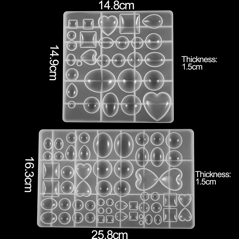 Molde de silicona de resina epoxi UV para fabricación de joyas, corazón cuadrado, Media bola, colgante de collar DIY, herramienta de suministros, 1