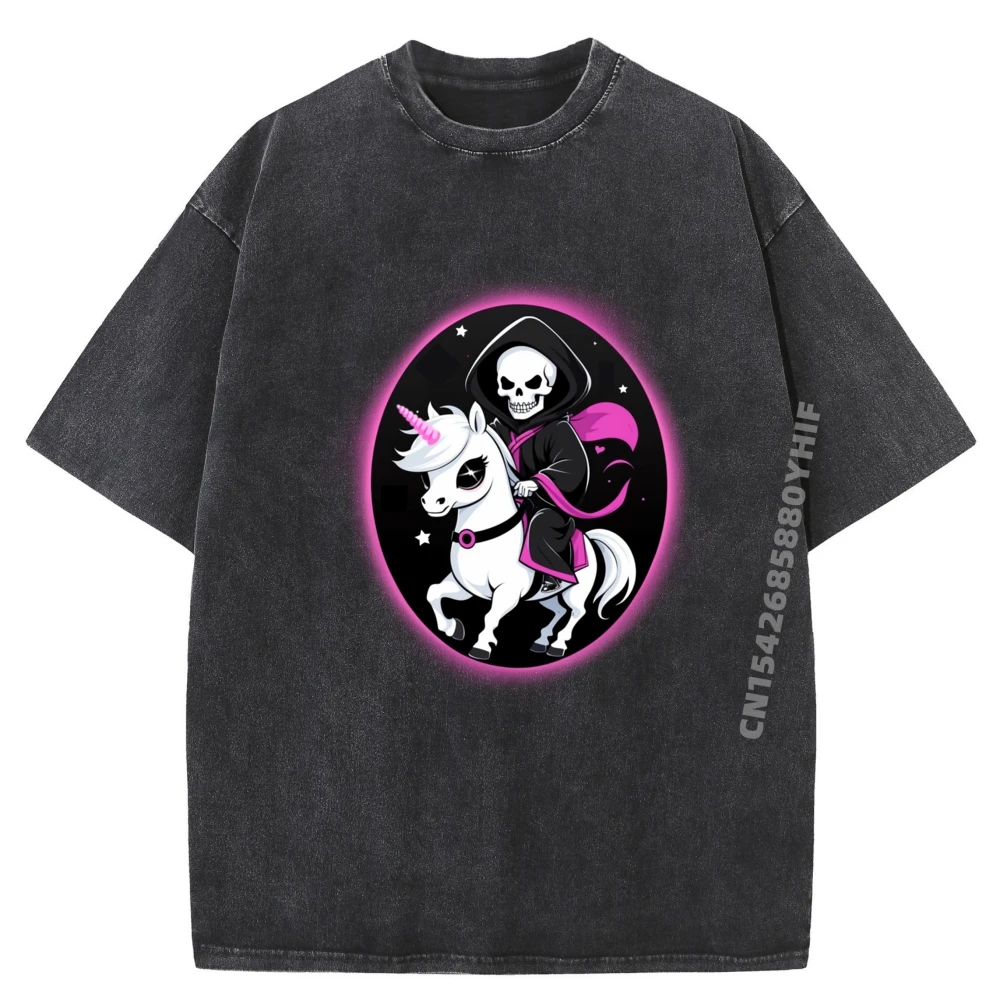 

Unicorn Funny Graphic T-shirts Men Classic Comfortable Printed Mens Tops Tees Gift Idea Retro Washed Tee-Shirts