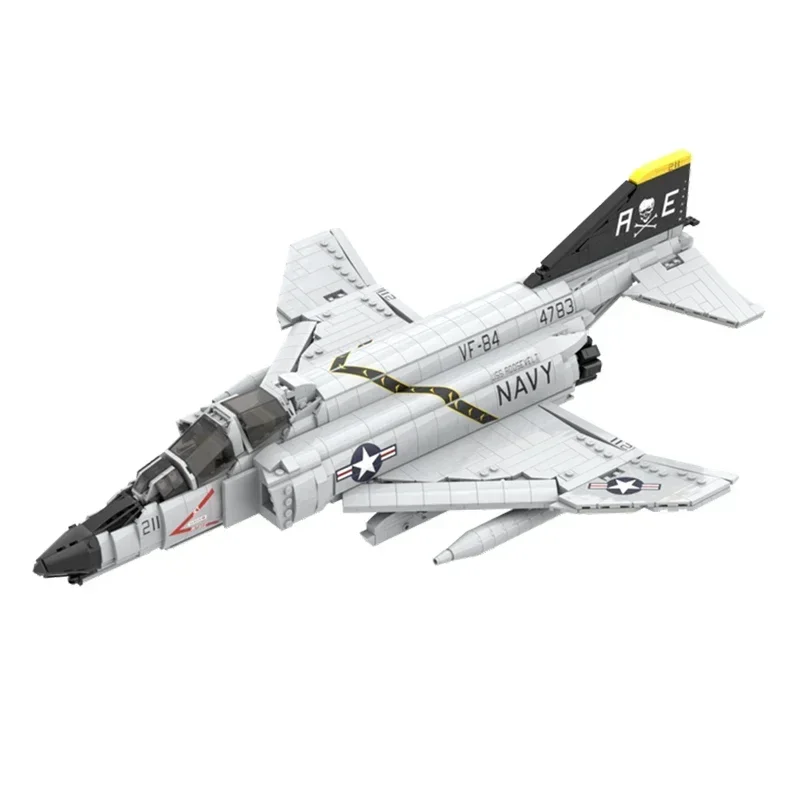 Moc tijolos de construção modelo militar F-4 phantom lutador-bombardeiro tecnologia blocos modulares presentes brinquedos de natal conjuntos diy montagem