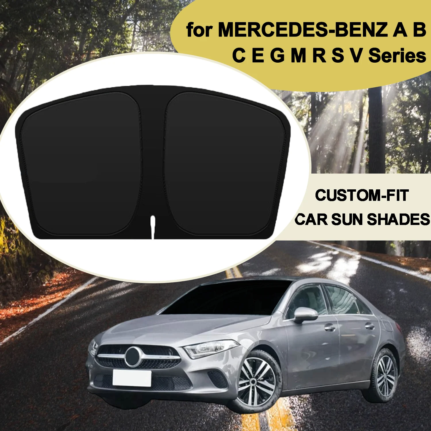 

Custom Fit for MERCEDES-BENZ A B C E G M R S V 2006-2025 Front Windshield Sun Shade Window Shades Cover Sun Visor Shield