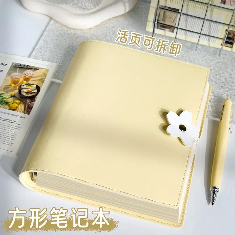 flower-tied-buckle-loose-leaf-notebook-notebook-book-thickened-diary-handbook-notepad-planner-agenda-120-240pages-diary