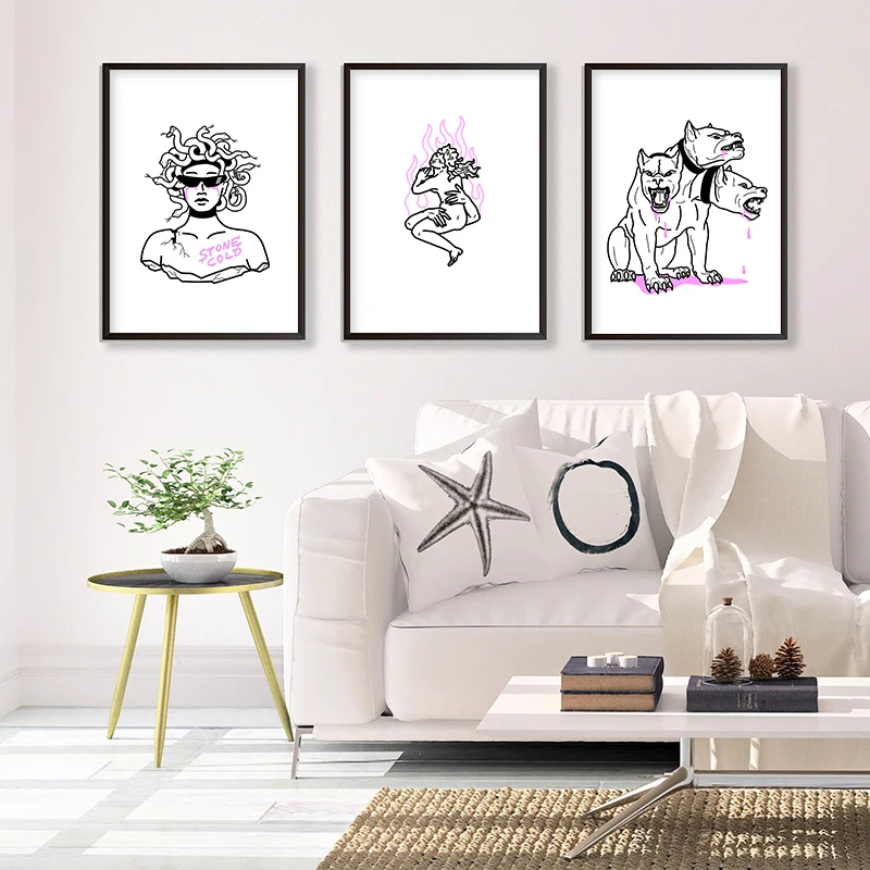 Minimalist Abstract Wall Art Pictures Animal Home Canvas Posters Stone Cold Prints Painting for Gallery Living Room Decor