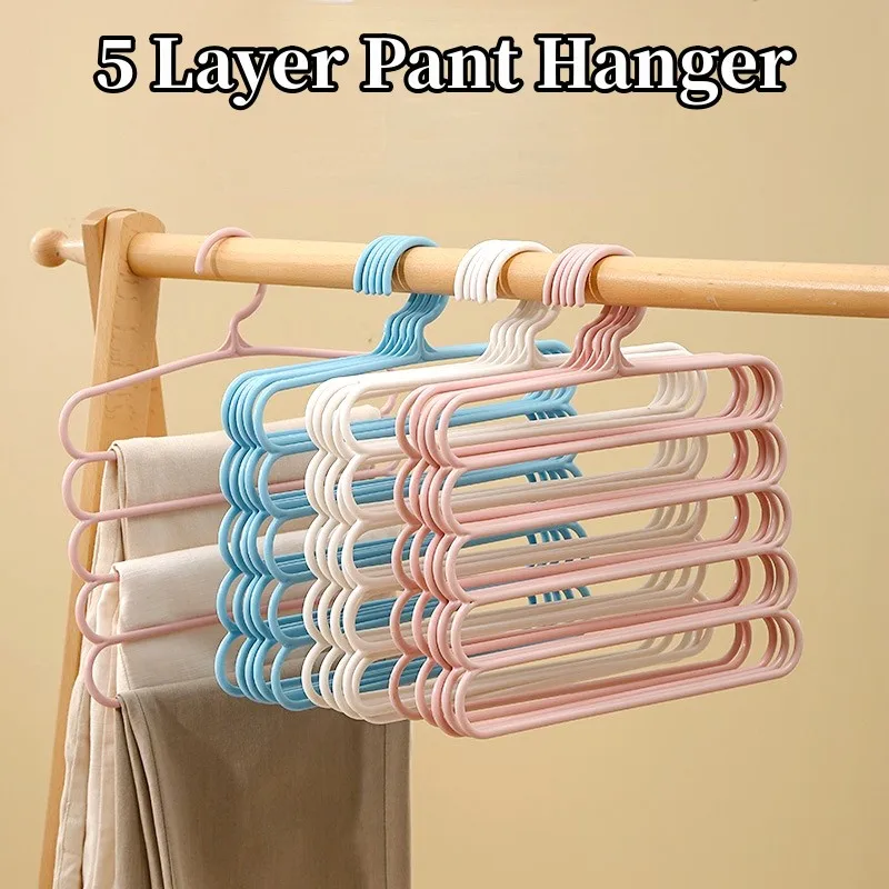 Clothes Trousers Hangers Holders 5 Layers Wardrobe Closet Shelf Storage Organizers  Bedroom Bathroom Pants Towel Scarfs Racks