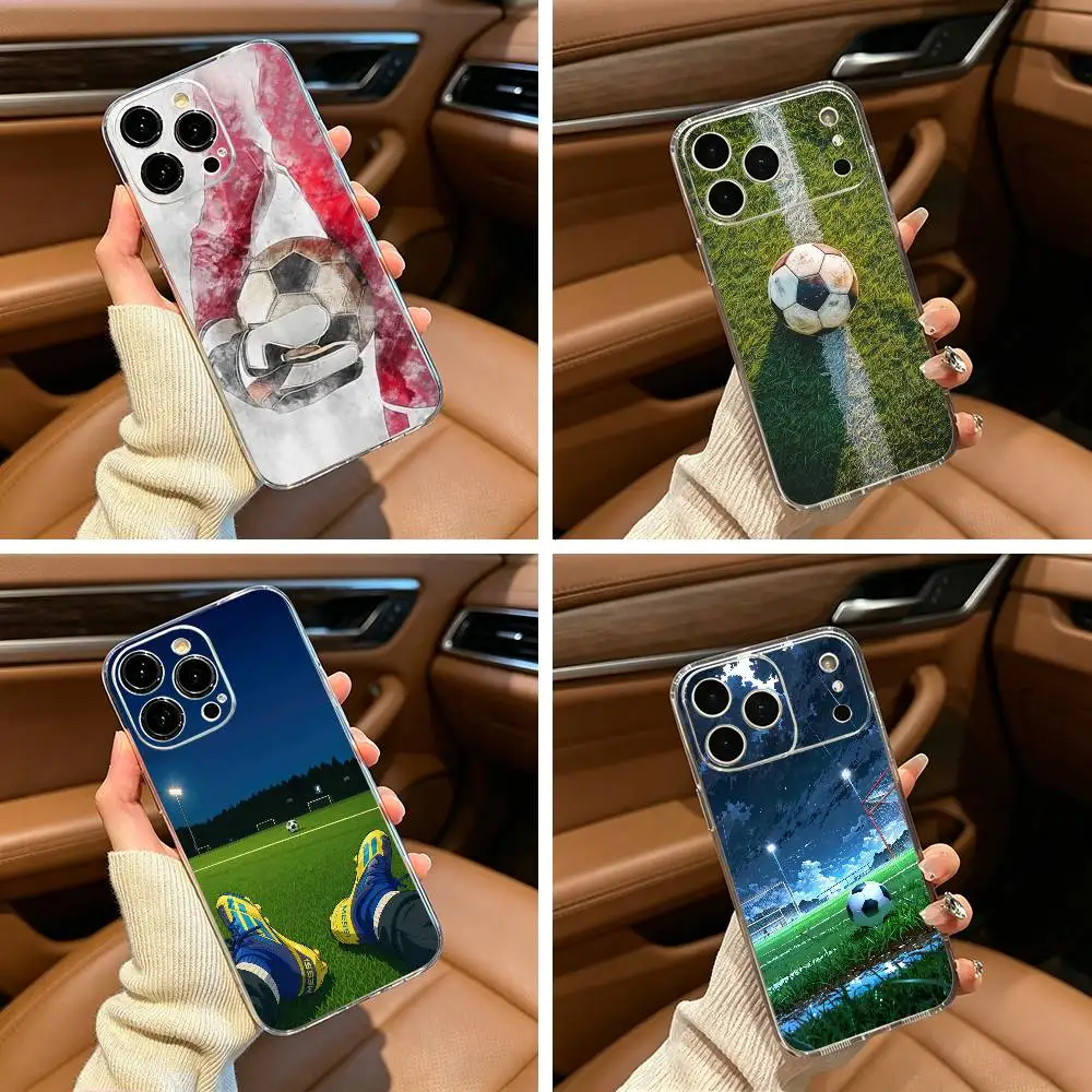 

Football pattern Phone Case For iPhone17,16,15,14,13,12,11 ,Pro Max, Plus Soft Silicone Transparent Cover