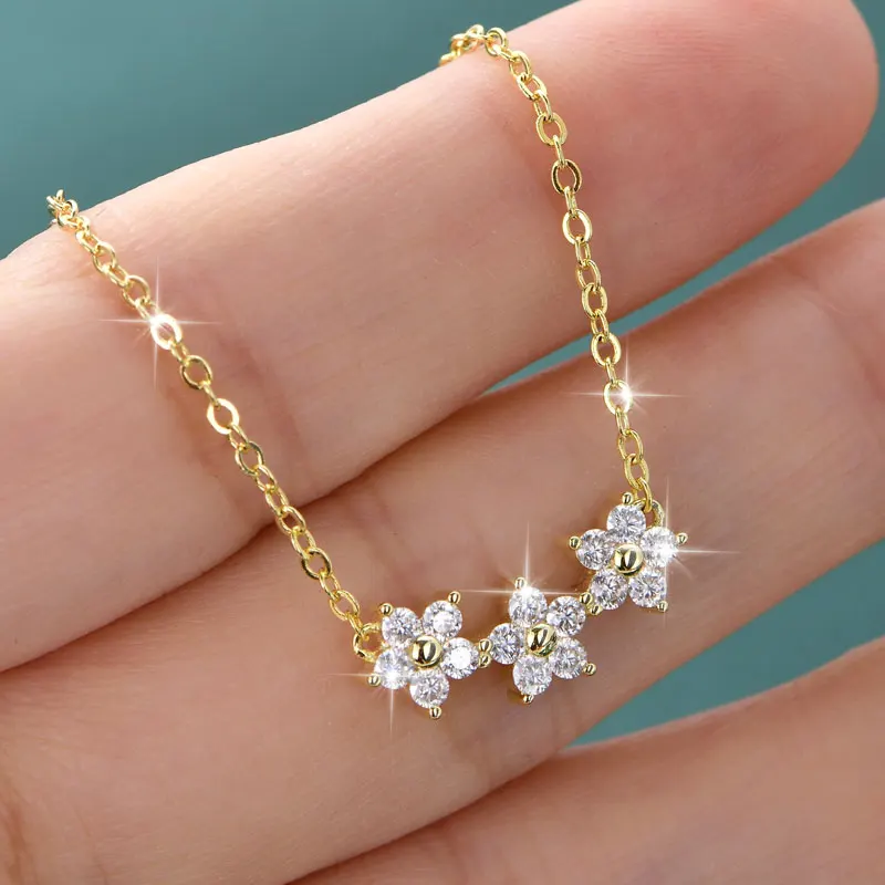 

Lnkry Certified 2mm Moissanite Diamond Necklace Cute Mini Flower Pendant Necklace For Women 2026 Trend Jewelry Collare Mujer