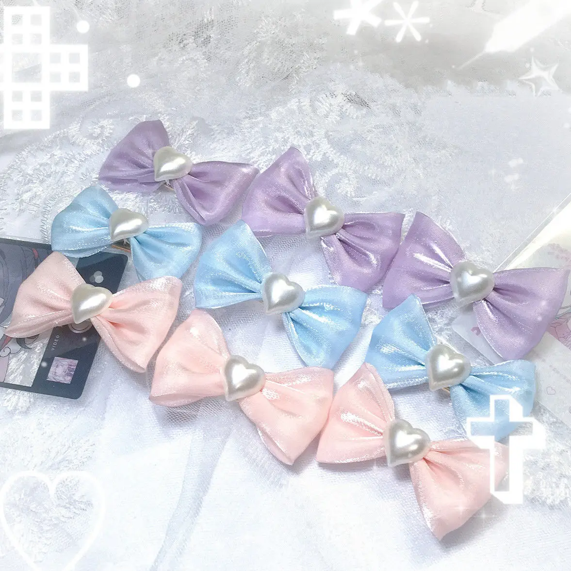 ホットニーディガールオーバードースアニメアクセサリーかわいいスーパーソースアメコス同じスタイル 3 色の弓ガールマルチカラーメッシュソフトガール