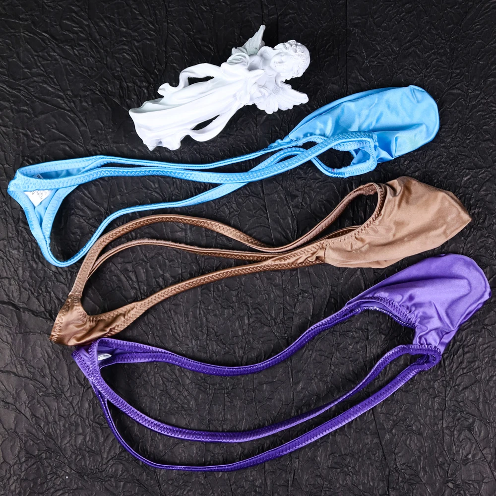 Men Swimming Thongs Pouch String Underwear Bodybuilding Tangas  sissy panties  jockstrap Men's shiny oil G-String Comfy Sexy image 2