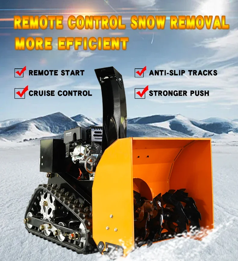 Woer Self Propelled Remote Control Snow Blower Cordless Brushless Powerful Autonomous Robot Tracks Diesel for House Low Energy