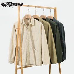 Japanese Vintage Jacket Men Spring Summer Cotton Linen Jackets Man Solid Multi-pocket Single Breasted Mens Coats Simple Workwear