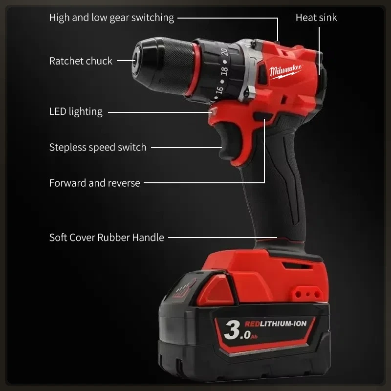 ميلووكي 150N.m مثقاب كهربائي صغير بدون فرشاة لبطارية 18 فولت أداة كهربائية لاستخدام فريق الديكور #6