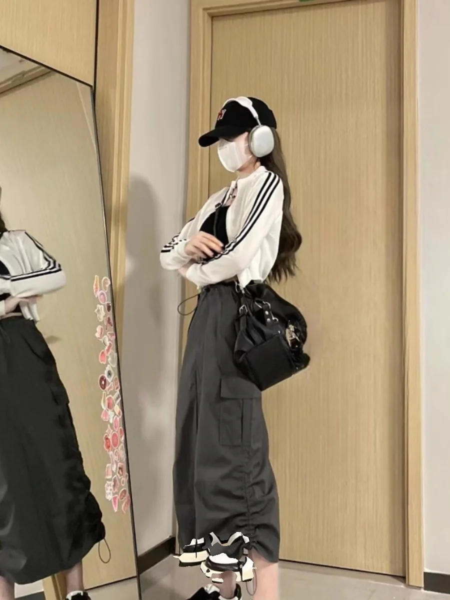 

Юбка трапециевидной формы с высокой талией, женская рабочая одежда, юбки-миди на шнуровке, весна-осень, большие размеры, утягивающие юбки-миди в стиле ретро