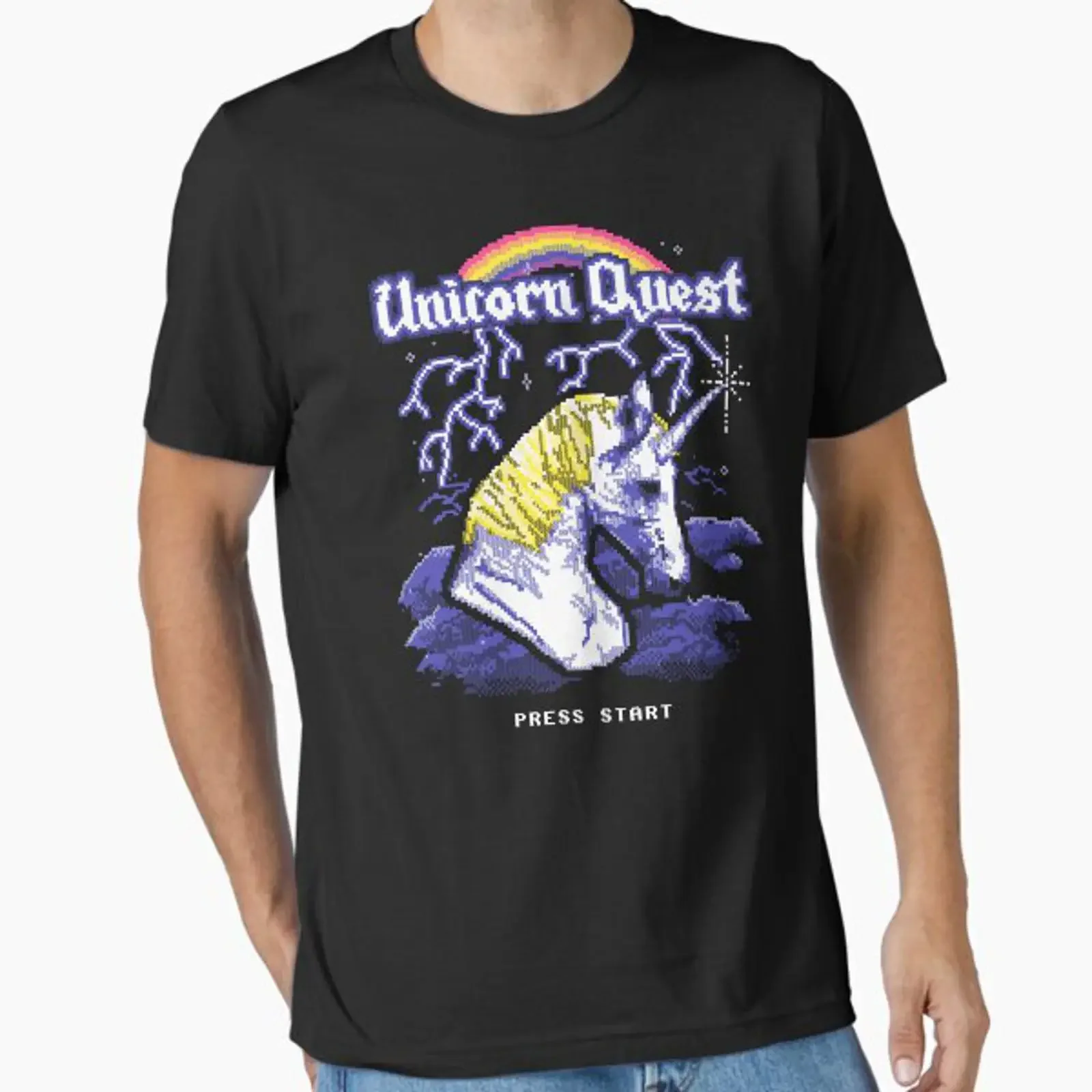 Unicorn Quest Essential T Shirt vintage Washed designer clothes Top For Everyday Wear Soft graphic Casual fashion Versatile